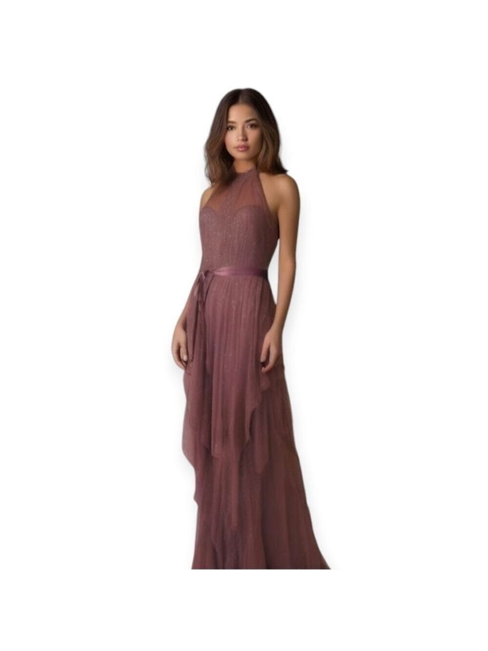 Candalite Layered Glitter Sparkle Prom Dress Bridesmaid